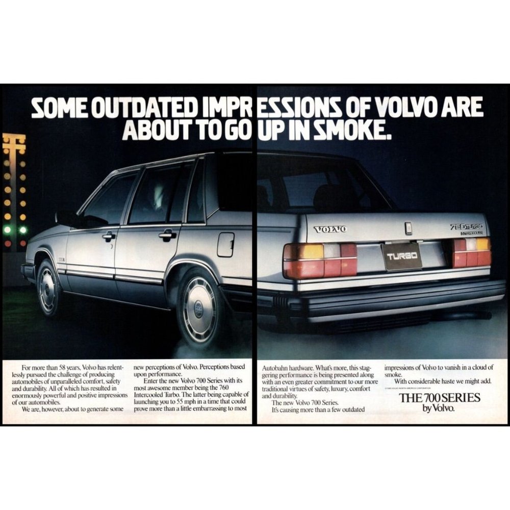1986 Volvo 760 Turbo Sports Sedan 2 Page Vintage Print Ad Drag Strip Wall Art